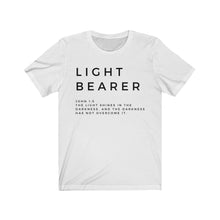Load image into Gallery viewer, Best Christian Shirt, Light Bearer Shirt, Jesus Shirt, White Shirt With Scripture, The Good Mob, Christian Womens Clothing, Church Shirt