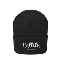 Load image into Gallery viewer, Hallelujah Beanie, Hallelu Praise The Lord Beanie, I'll Raise A Hallelujah, Christian Beanie, Christian Beanie For Women, Men's Black Beanie