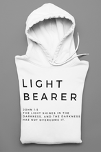 Load image into Gallery viewer, Best Seller Christian Hoodie, Light Bearer Hoodie, Pullover Hoodie, Christian Hoodie, White Hoodie, Trendy Hoodie, Christian Womens Hoodie