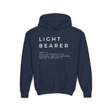 Load image into Gallery viewer, Kids Christian Hoodie, Light Bearer Hoodie, Pullover Hoodie, Youth Christian Hoodie, Black Hoodie, Trendy Hoodie, Christian Girls Hoodie
