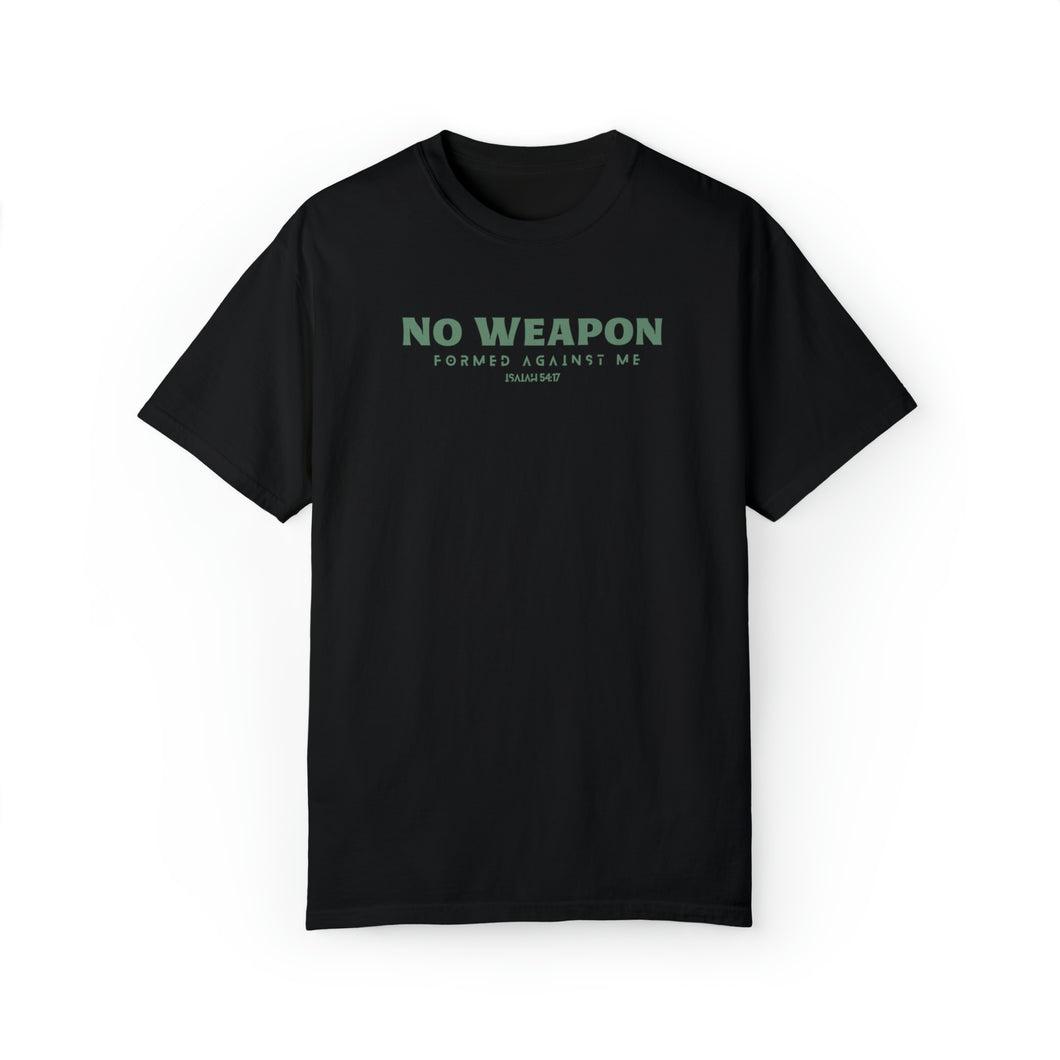 No Weapon Formed Against Me T-shirt, Unisex Garment-Dyed T-shirt, Isaiah 54:17, Christian Shirt For Women, Men's Christian Tee