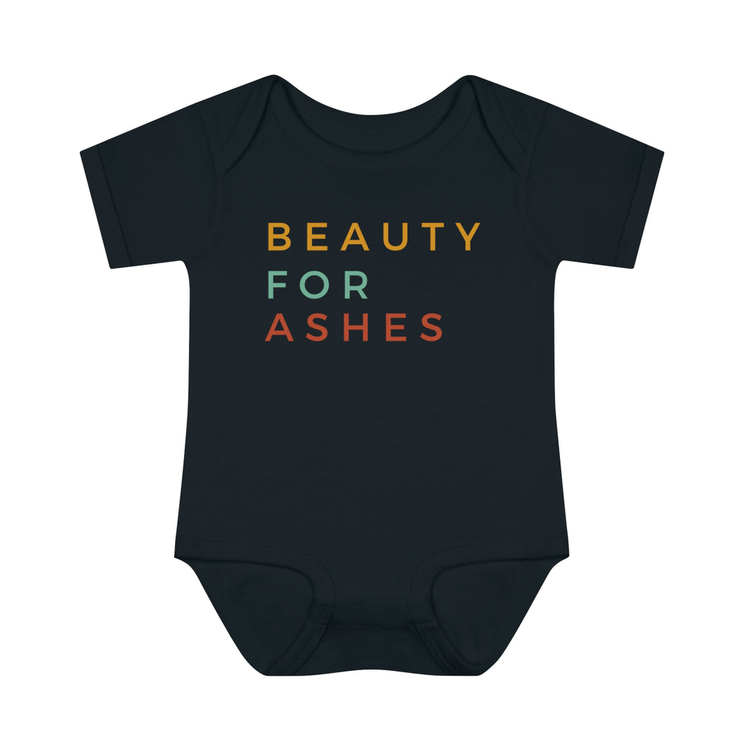 Beauty For Ashes Baby Rib Bodysuit, Infant Christian Bodysuit, Christian baby, Infant Black Bodysuit, Christian Clothes For Infant