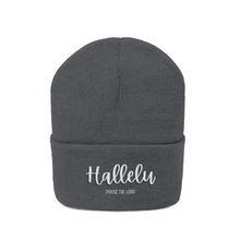 Load image into Gallery viewer, Hallelujah Beanie, Hallelu Praise The Lord Beanie, I&#39;ll Raise A Hallelujah, Christian Beanie, Christian Beanie For Women, Men&#39;s Black Beanie

